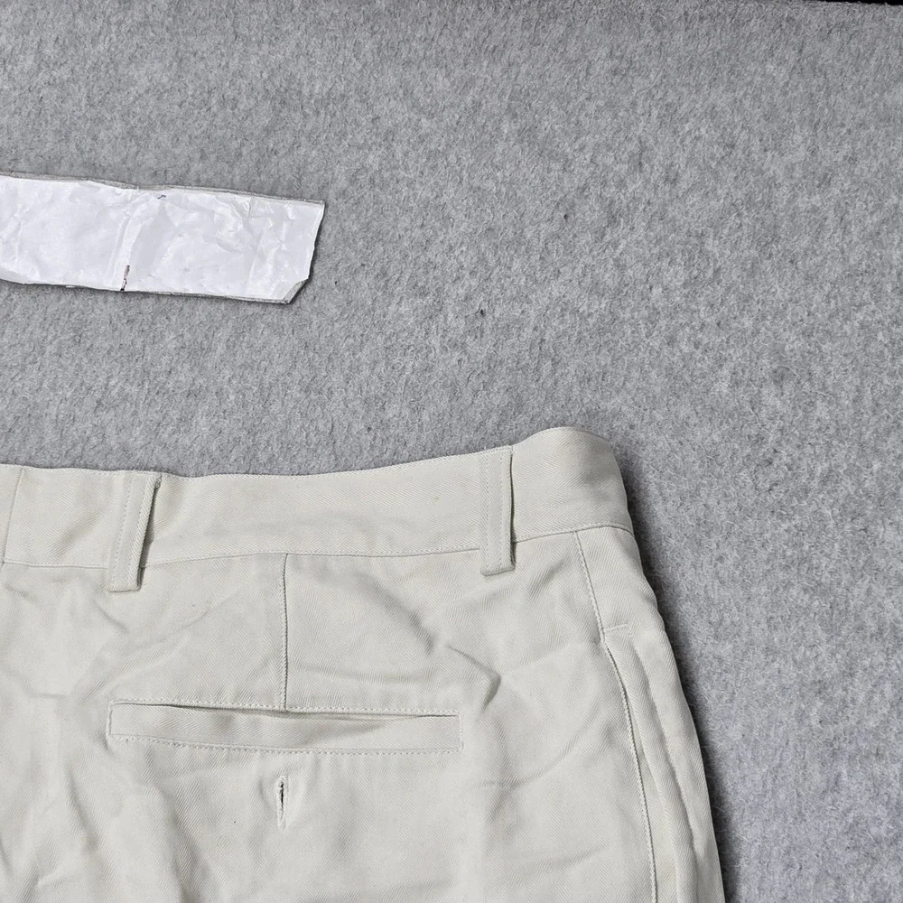 Tommy Bahama Men Pants 35 Cream Silk Spandex Dress Pants Twill Relax READ